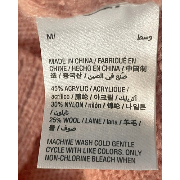 3-FOR-$30 Bar III Sz M Slouchy Sweater Deep V-Neck Pullover Knit Wool Pink New - Picture 9 of 10